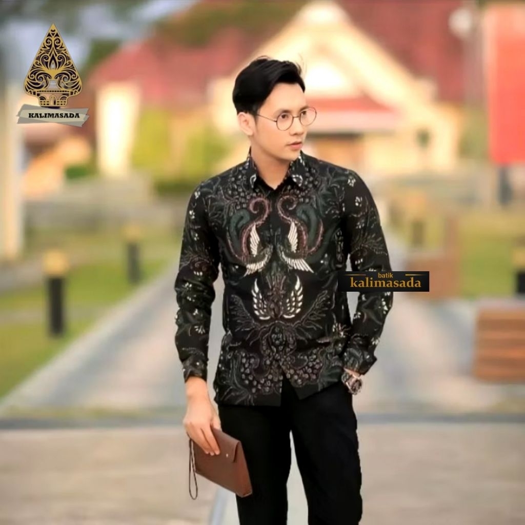 KEMEJA BATIK PRIA LENGAN PANJANG • BAJU BATIK LAPIS TRICOT • KEMEJA BATIK WARNA HIJAU •set sarkem ke