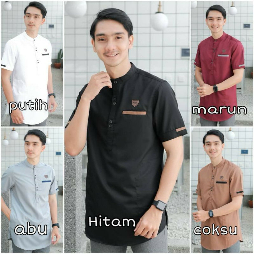Koko Kurta Tajul Original – Baju Koko Pria Lengan Pendek Bahan Katun Adem (Best Seller)