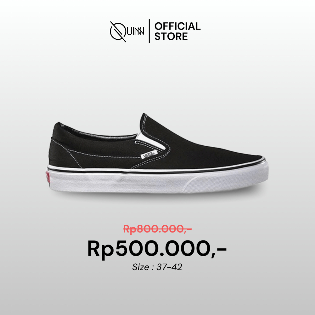 Vans Slip On Classic Black White / Sepatu Sneakers Slip-On Slop Pria Wanita Unisex