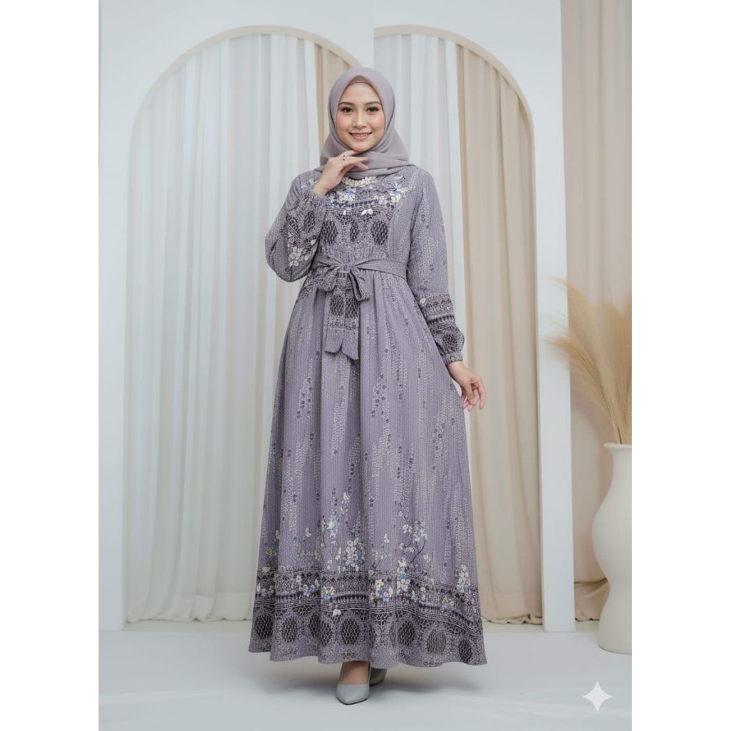 Gamis Korean style/dress floral/ gamis ceruty motif bunga