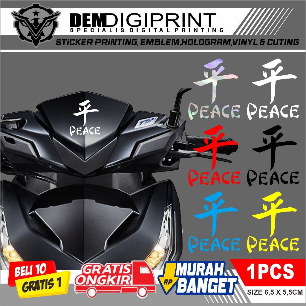 Stiker visor tulisan jepang/china peace untuk kepala motor vario 160