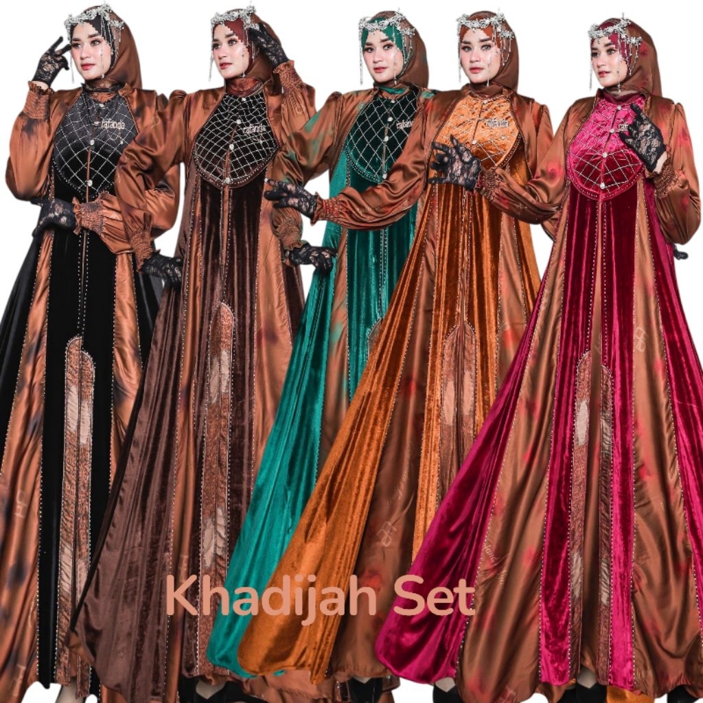 Gamis Khadijah Set 4in1 (inner+outer+Scraft+ Free bross Rafanda) by Rafanda Syar'i Terbaru
