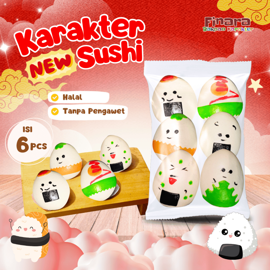Bakpao Karakter Frozen Finara Sushi Isi 6 Pcs Cemilan Anak Lucu Rasa Cokelat