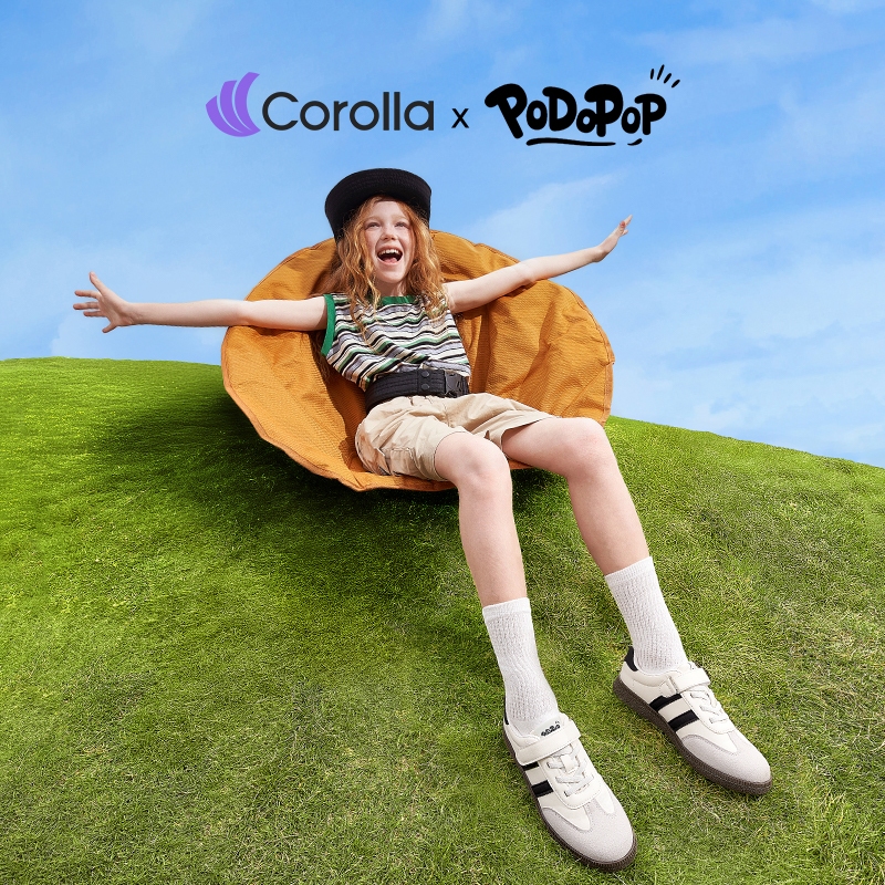 NEW DEALS COROLLA Samba Sepatu Anak Sneakers Kids Kasual Aman Nyaman Antibakteri Warna Hitam Beige