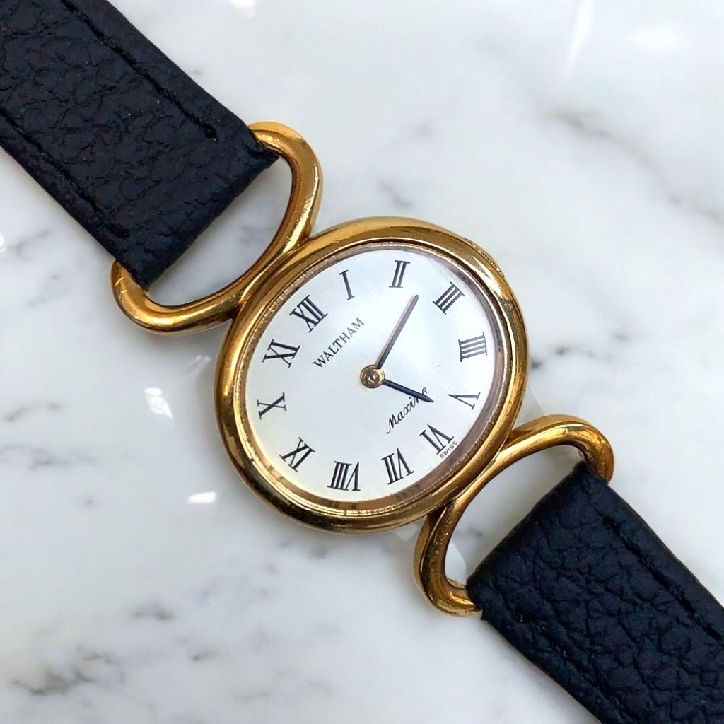 Jam Tangan Wanita - Waltham Maxine Roman Manual Winding 1970s Vintage Swiss Dress Watch
