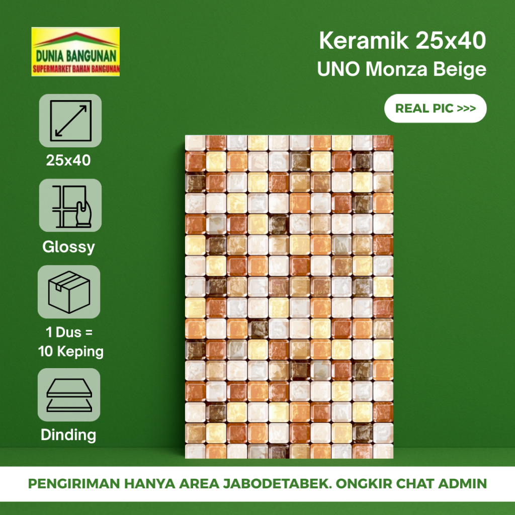 Keramik Dinding UNO 25x40 KW1 Monza Beige Keramik Dinding Kamar Mandi