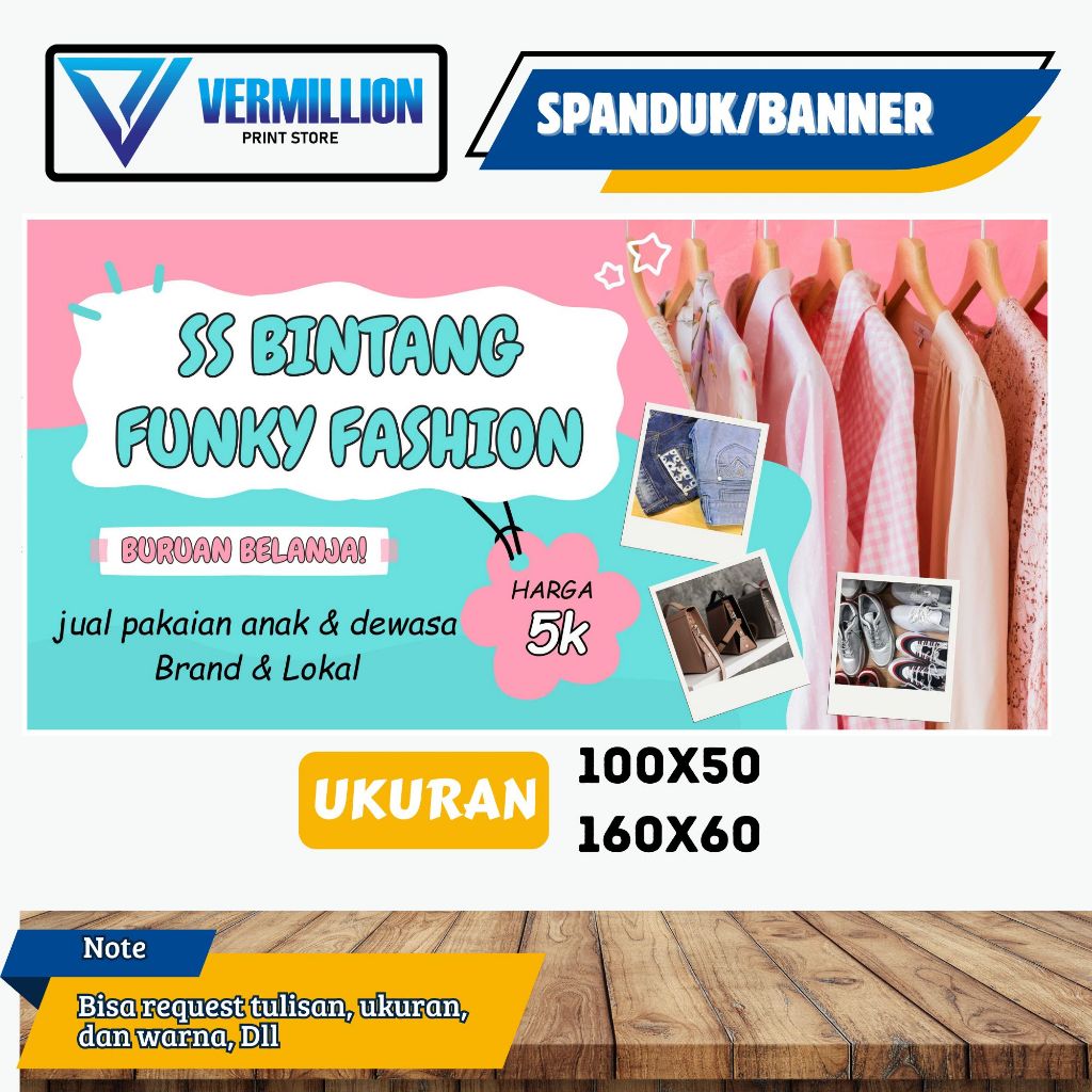 Spanduk banner toko baju, tas, sepatu, sandal fashion modern free desain
