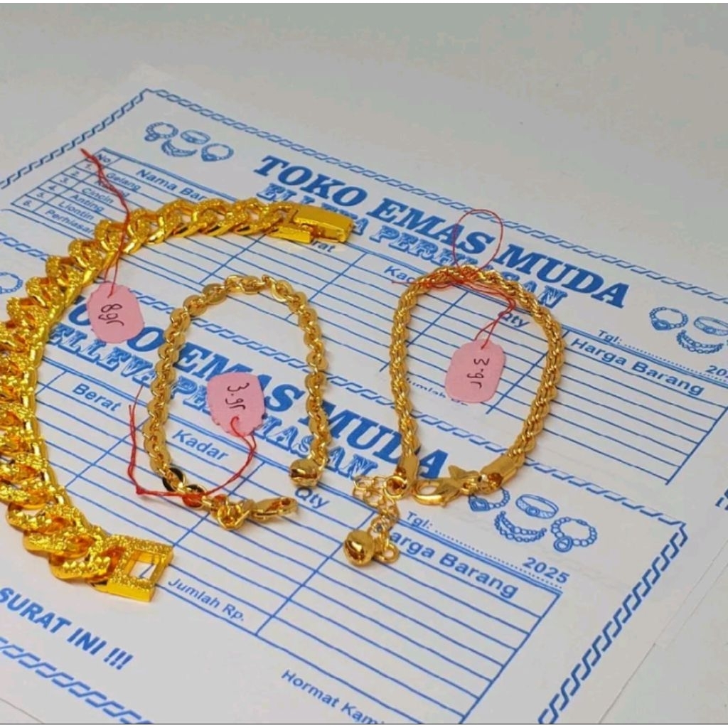 PERHIASAN GELANG TAMBANG SISIK NAGA DAN GELANG NURIY BRACELETS BERLAPIS EMAS MUDA TERBARU