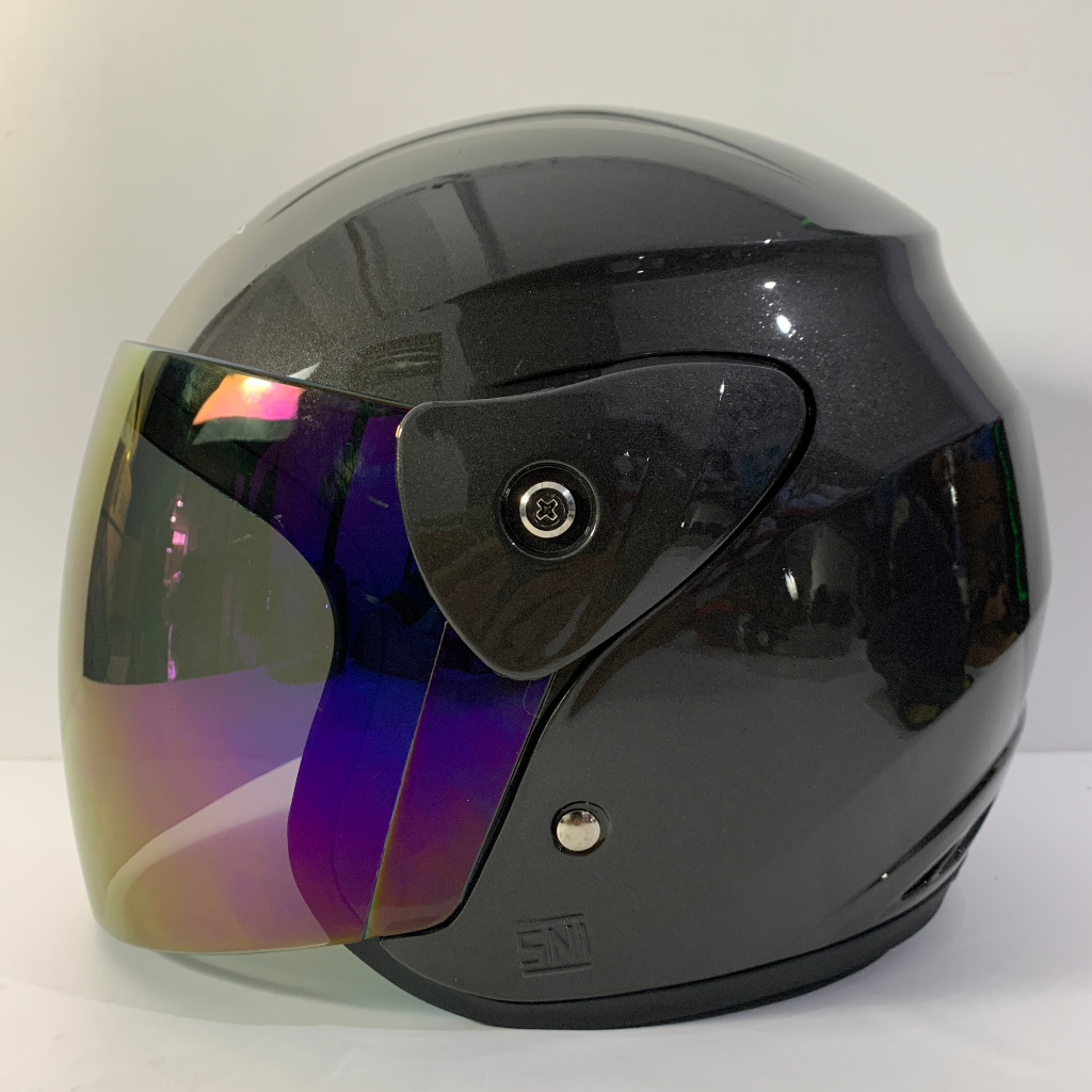 Helm Nuvo Abu Glossy - Helmet SNI Dewasa BXP