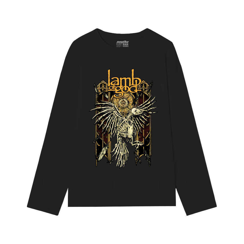 Nouths Tshirt Lengan Panjang  Lamb Of God Skull Bird  Cotton Combed 24s  Unisex