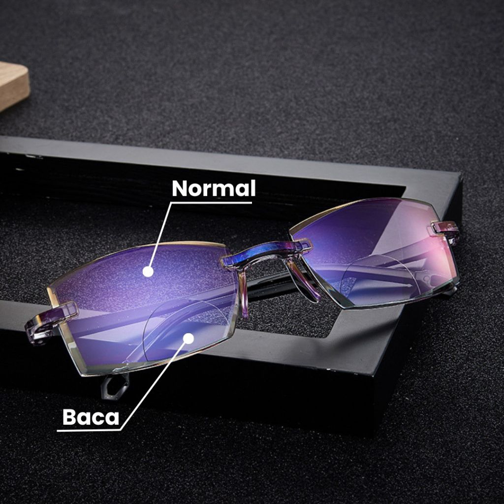 Kacamata bifokal Plus Baca Double Lens / Lensa Bifokal