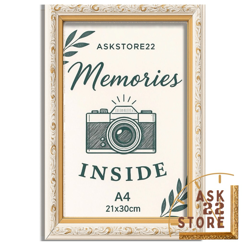 Bingkai Foto A4 21 x 30 Cm / Figura 11 r Putih Gold / Frame Foto Dinding Dan Meja / Pigura Aesthetic