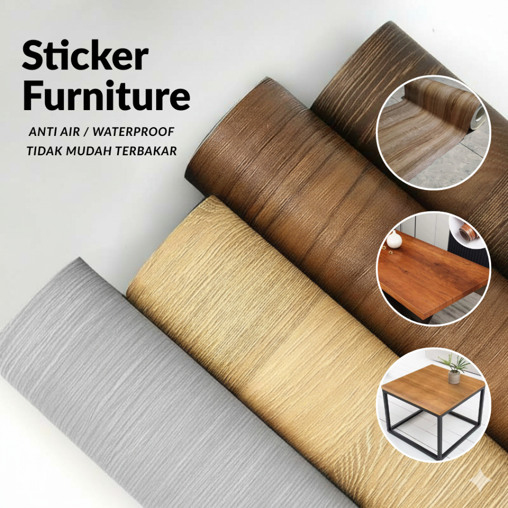 Stiker Serat Kayu Furniture 60X100CM Premium Wallpaper Lemari Stiker Meja Kayu Anti Air