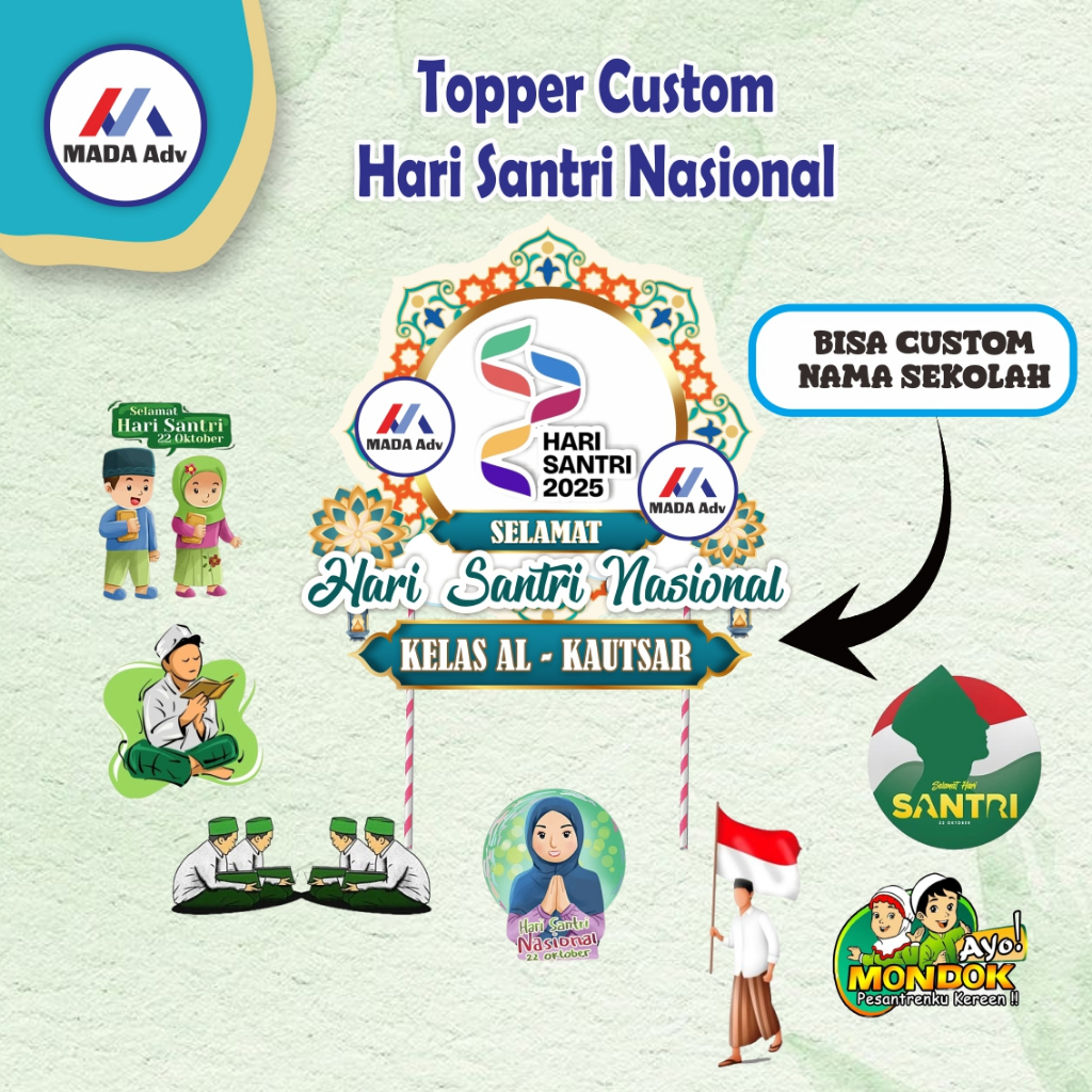 Topper Kue Custom Hari Santri Nasional/ Topper Custom Hari Santri Nasional / Topper Custom Islami / 