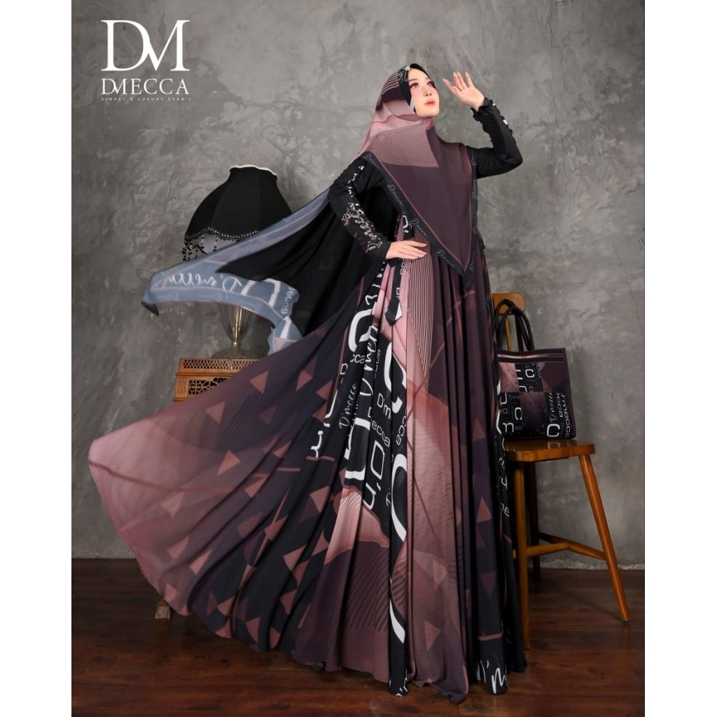 HALEEZA SERIES BY D'MECCA SYARI GAMIS CERUTY PREMIUM SET JILBAB KHIMAR DRESS MEWAH PENGAJIAN