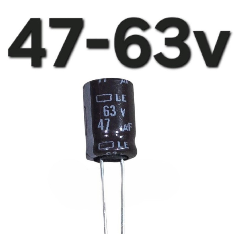 elco 47uf63v 63v47uf 47 uf mikro micro mf 63 v volt 63v 63volt 47uf 47micro 47mf 85 105