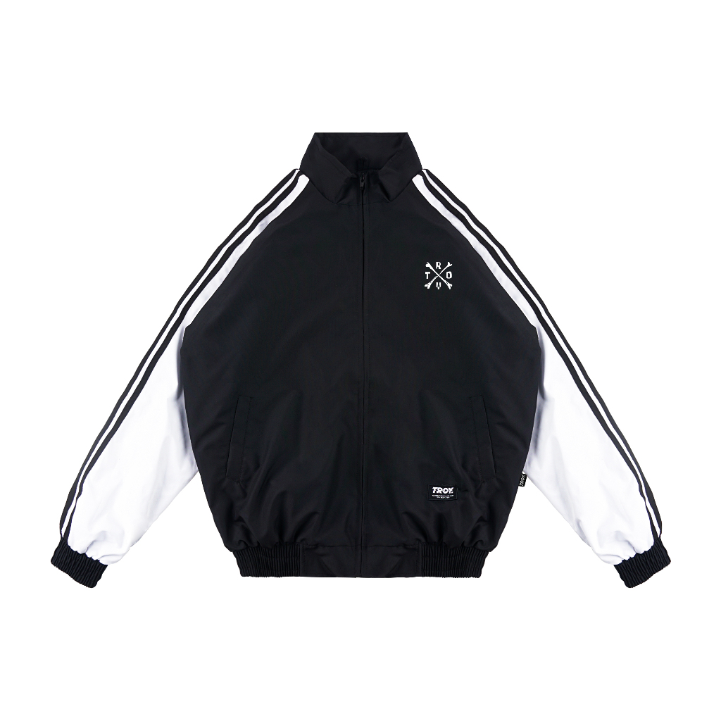 Troy Company Jacket Tracktop Black White Crossbone - Jaket Tracktop Hitam Putih JTT 3315