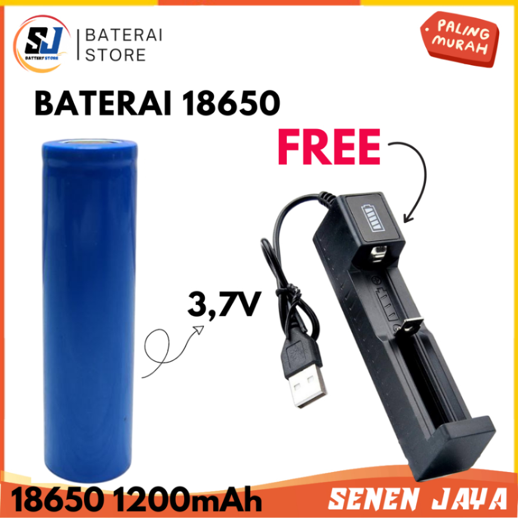 FREE CHARGERBATERAI SENTER - BATERAI KIPAS ANGIN PORTABLE MINI - BATERAI 18650 FLAT TOP 6800mAh Bate