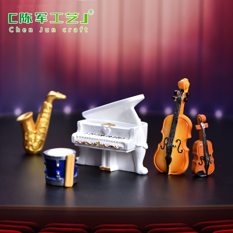 Miniatur Micro Landscape Resin Ornamen Miniatur Musik Piano Gitar
