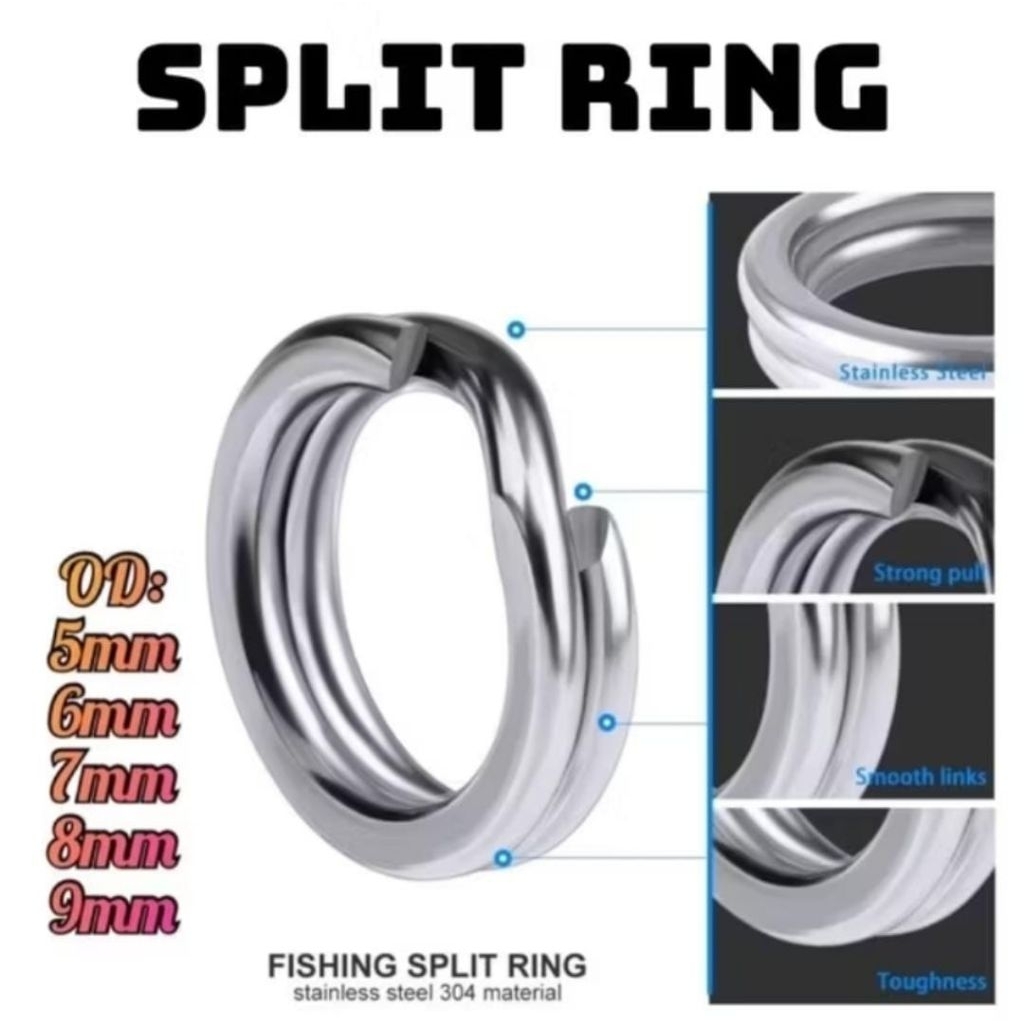 SPLIT RING STAINLES STEEL 304 ASIS HOOK, METAL JIG ,LURE, MINOW #1 PCS ECERAN