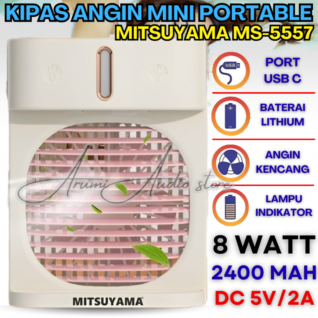 Kipas Angin Mini Ac Portable Air Cooler Kamar / Dapur / Ruang Keluarga | Mitsuyama Ms-5557 Mini Port