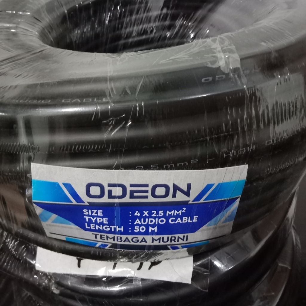 kabel 4x2.5 mm merk odeon 50 meter warna hitam