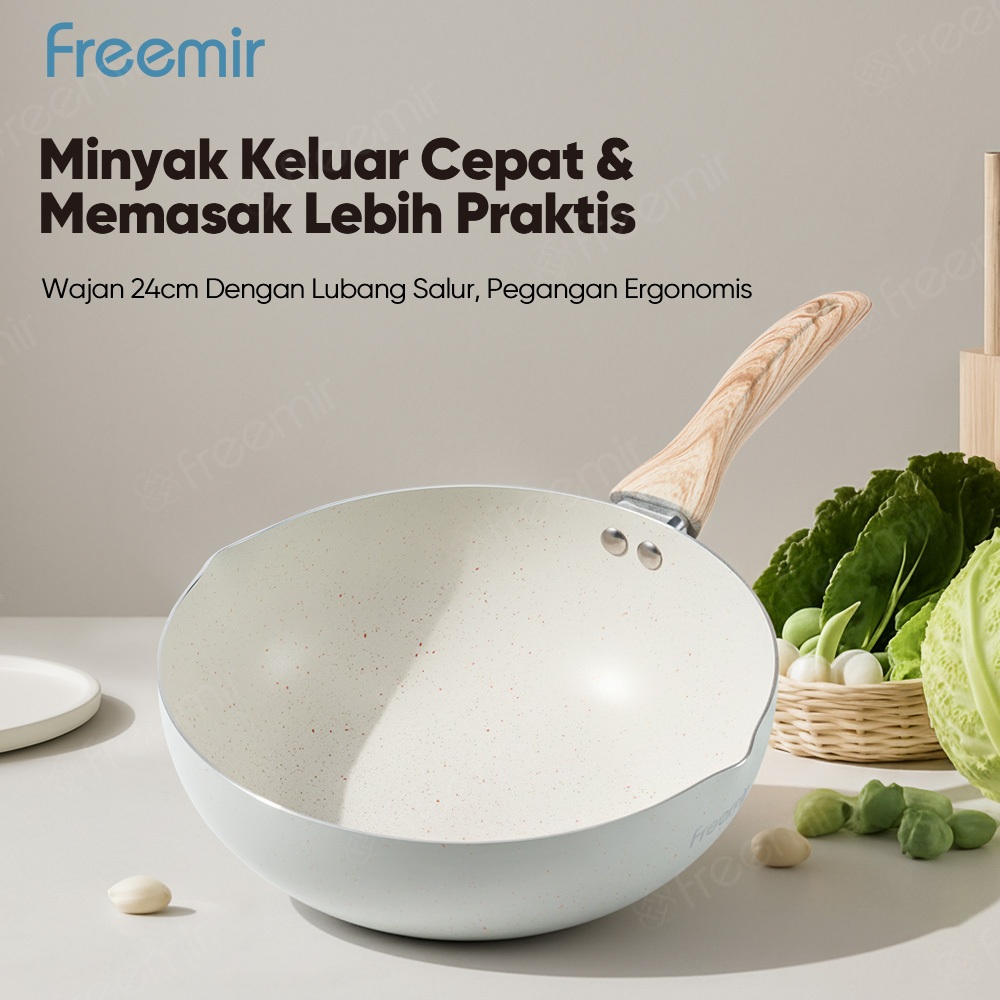 [OFFICIAL] freemir wajan pengggorengan 20 cm Anti Lengket Warna Beige
