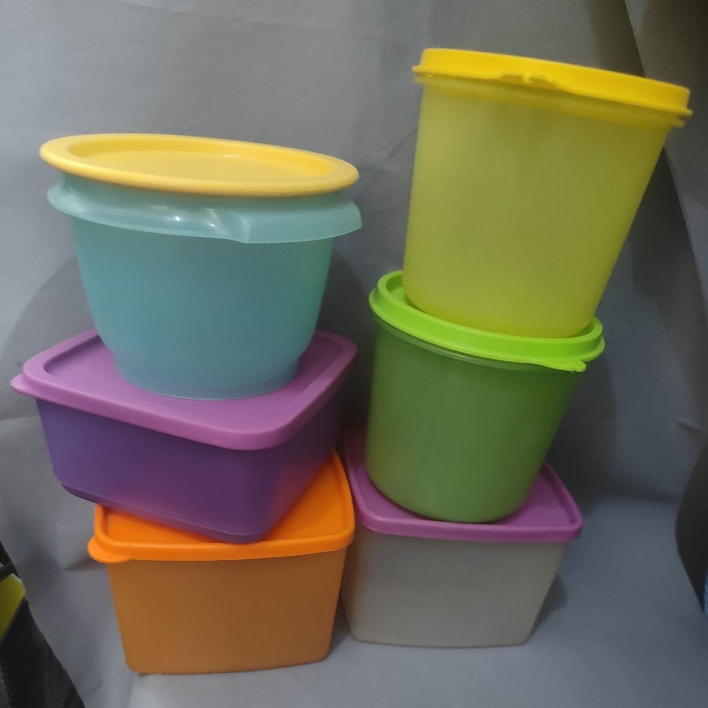 Toples Square Summer Compact Kuping Bowl Tupperware Ori seken preloved PL