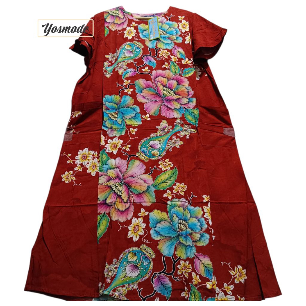 DASTER BATIK KENCANA UNGU TANPA KANCING NON BUNSUI ASLI BATIKU KENCANA UNGU LEBEL BIRU DRESS SANTAI 