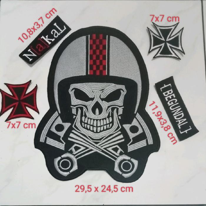 BACKPATCH BORDIR BESAR SKULL RIDER TEMPELAN PUNGGUNG JAKET