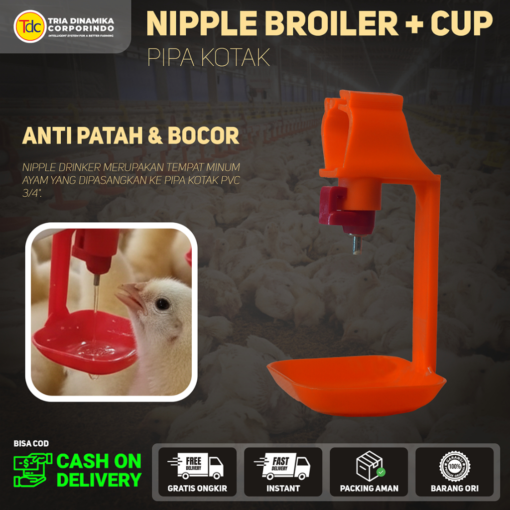 Nipple Broiler Pipa Kotak/Nipple Only/Tempat Minum Ayam/Nipel/Niple/Nippel/Nipple/Nepel Ayam A5 A9 -