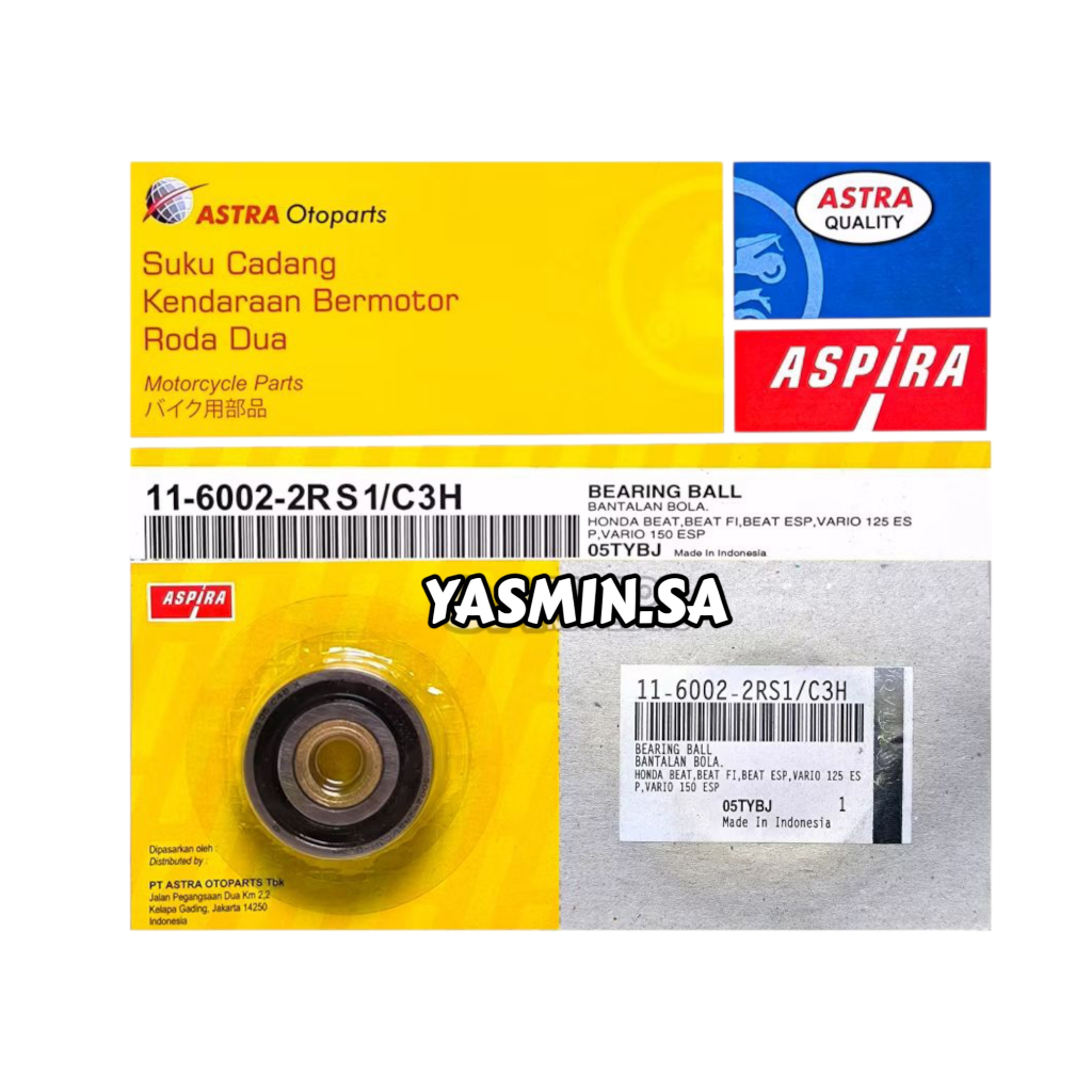 Bearing Laker Laher Tutup CVT Beat FI Scoopy eSP Spacy Vario 110 125 150 11-6002-2RS1/C3H ORI ASPIRA
