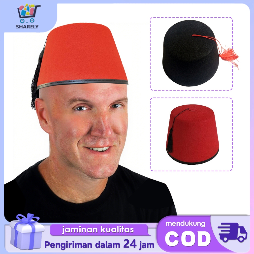 Topi Turki Peci Turki Topi Aladin Peci Kopiah Songkok Fez Hat Turkish Cap Peci Sufi Merah