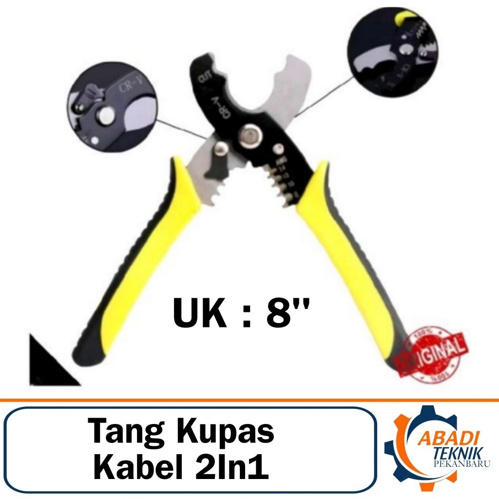 Tang Potong Kupas Kabel Listrik 8 Inch Tajam Pengupas Kulit Kabel Electrical Cabel Striper 8"