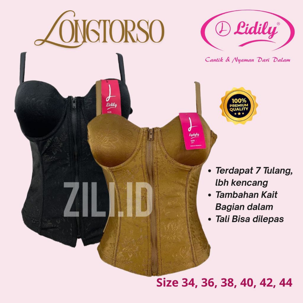 Lidily Longtorso Kamisol Premium korset Bra Pelangsing Dalaman Kebaya