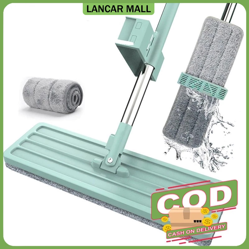 Tarik Microfiber Peras Otomatis / Mop Ultra Cleanze / Pel Tarik Tanpa Peras Tangan / Pel Lantai Tari