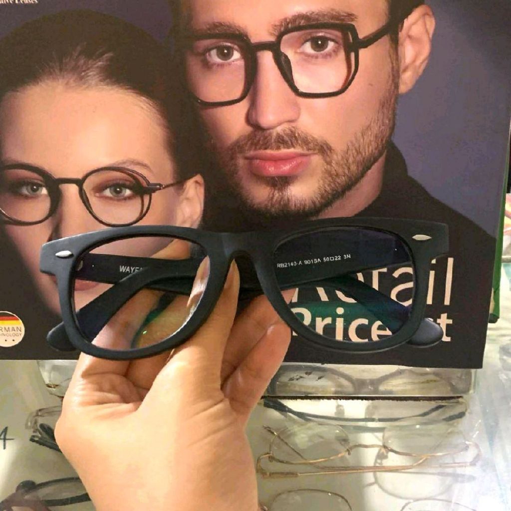 Kacamata premium rayban minus lensa bluecromic photocromic blueray antiradiasi dan frame titanium an