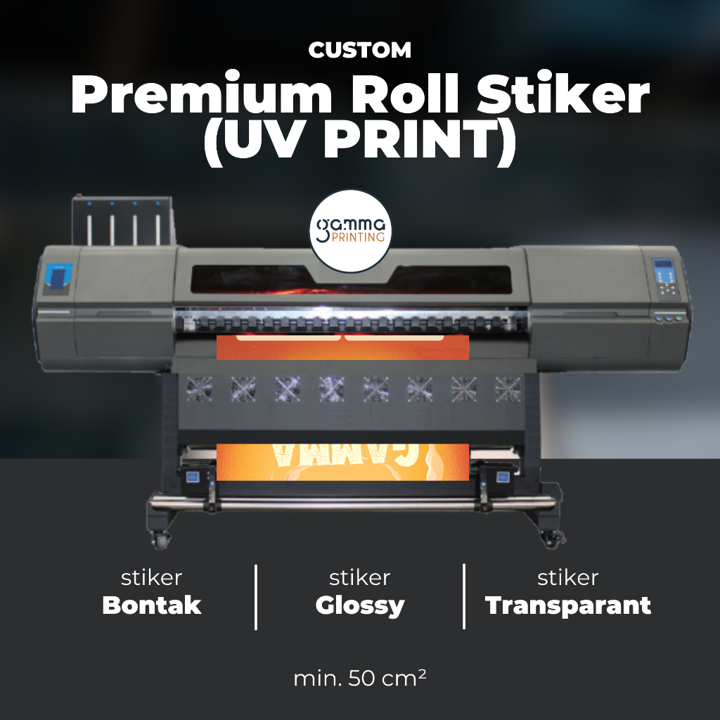 Cetak UV Print Stiker Vinyl Meteran Digital Print Indoor UV / Print UV Sticker Custom Besar