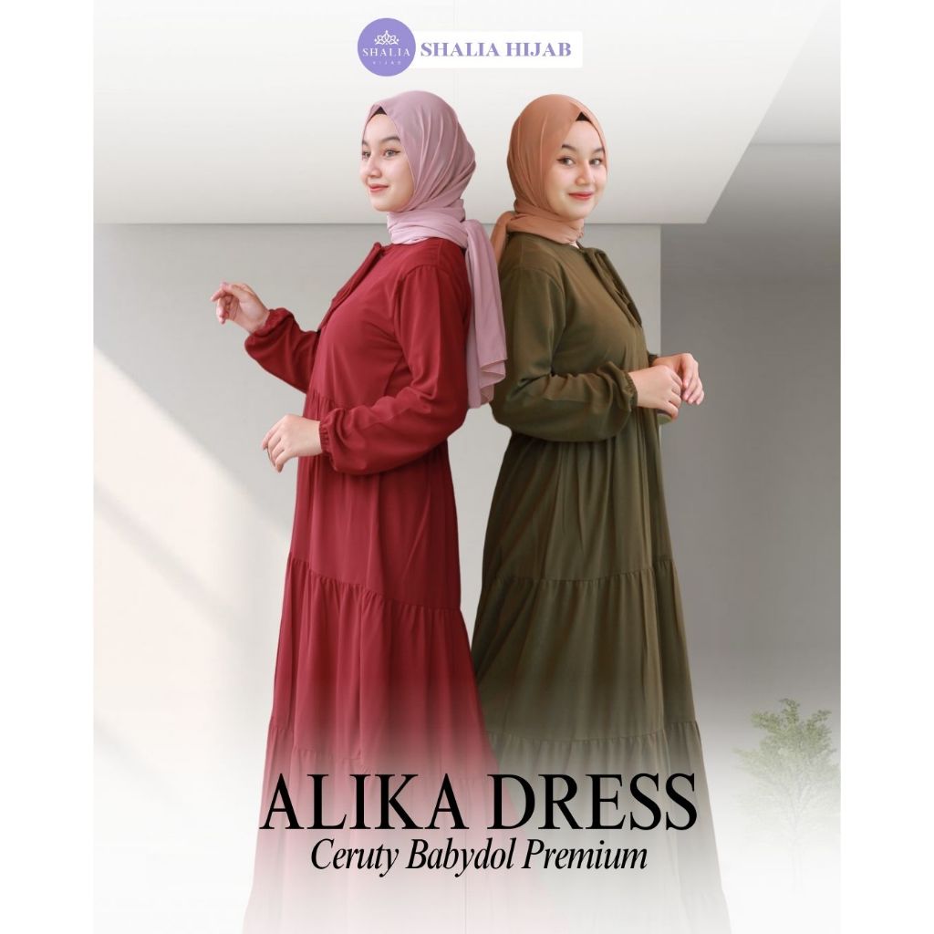 Shalia Hijab - Gamis Ceruty Babydoll Premium Gamis Canda Susun Dress Busui Friendly MAXI Kekinian