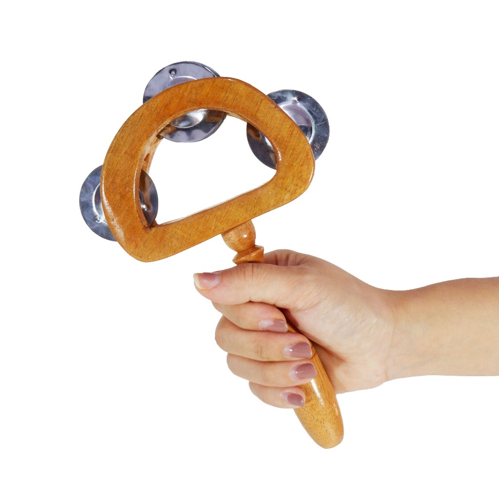 Tamborin Gagang Kayu Mahoni Jepara Kecrekan Tambourine Perkusi LT-51