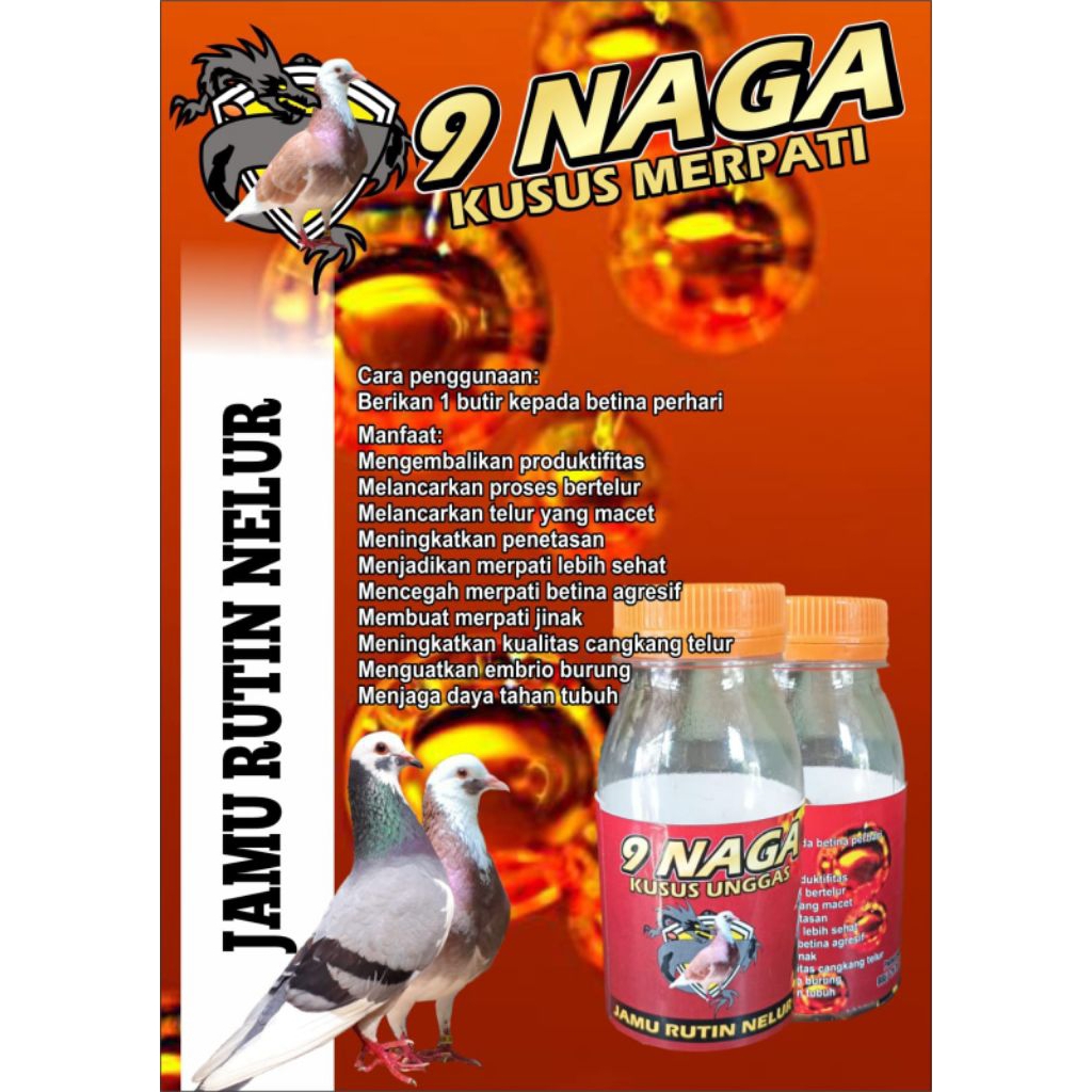 Jamu Merpati Lancar Bertelur 9 Naga