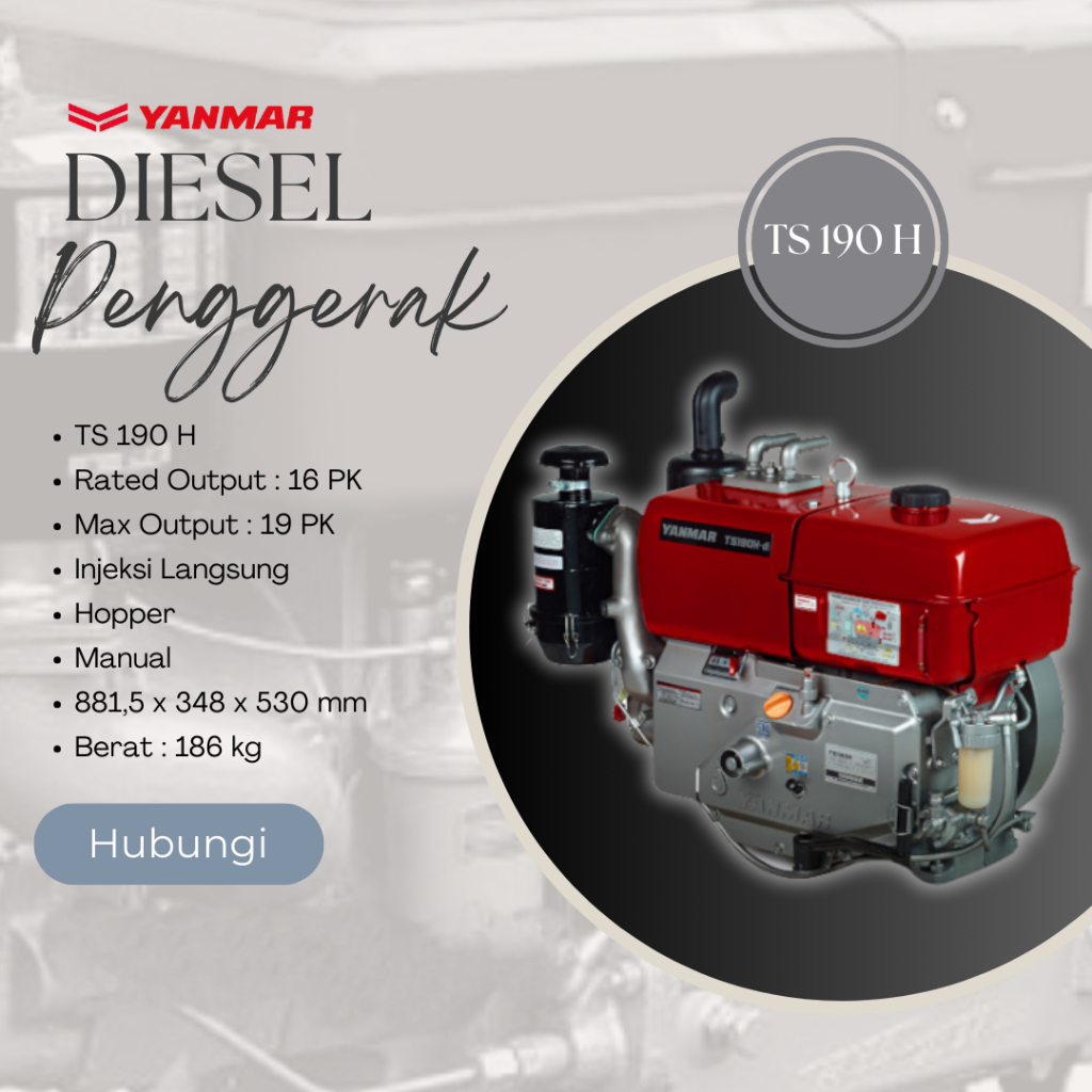Diesel Penggerak Yanmar 19 PK - Mesin Penggerak Solar Serbaguna TS 190 H 19 HP Hopper
