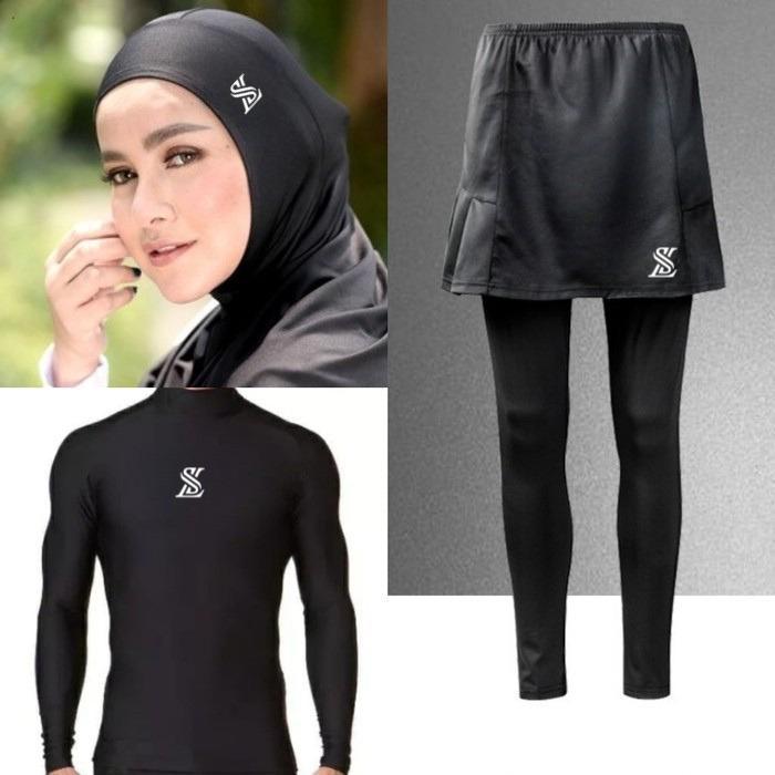 PAKET BASELAYER HIJAB 3 IN 1 BAJU BASELAYER HIJAB OLAHRAGA SPORT LEGGING ROK WANITA OLAHRAGA SPORT