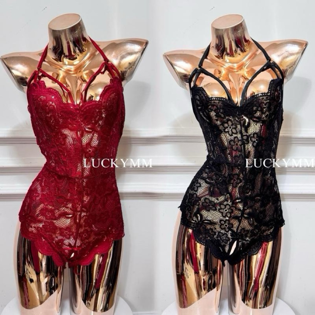 Luckymm Lingerie Bodysuit Wanita Baju Tidur Lingerie Wanita Open Crotch 349