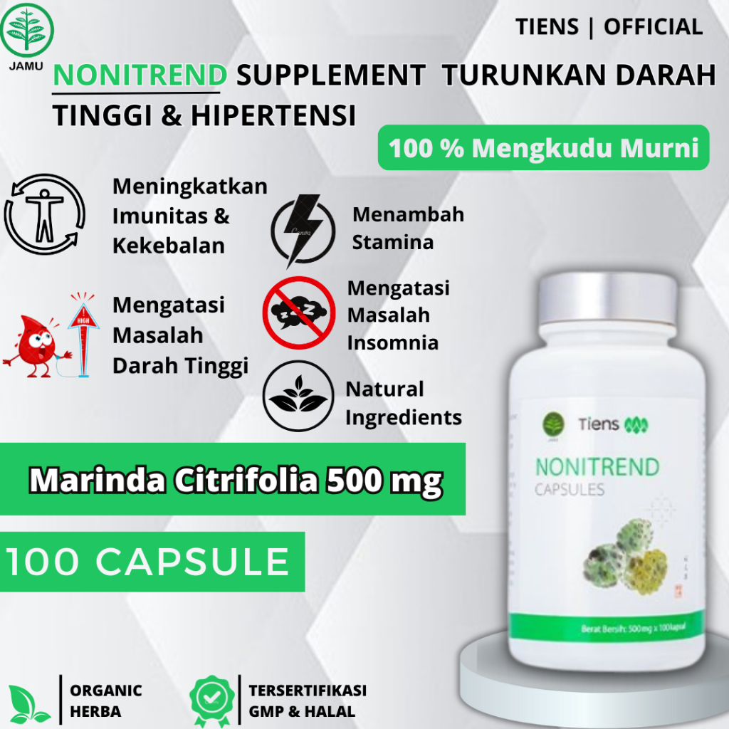 Nonitrend Tiens Original Untuk Obat Darah Tinggi Hipertensi Insomnia Kapsul Mengkudu Menurunkan Teka