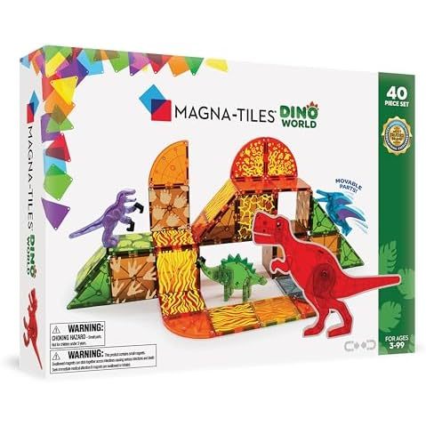 MAGNA-TILES Dino World 40-Piece Magnetic Construction Set, The ORIGINAL Magnetic