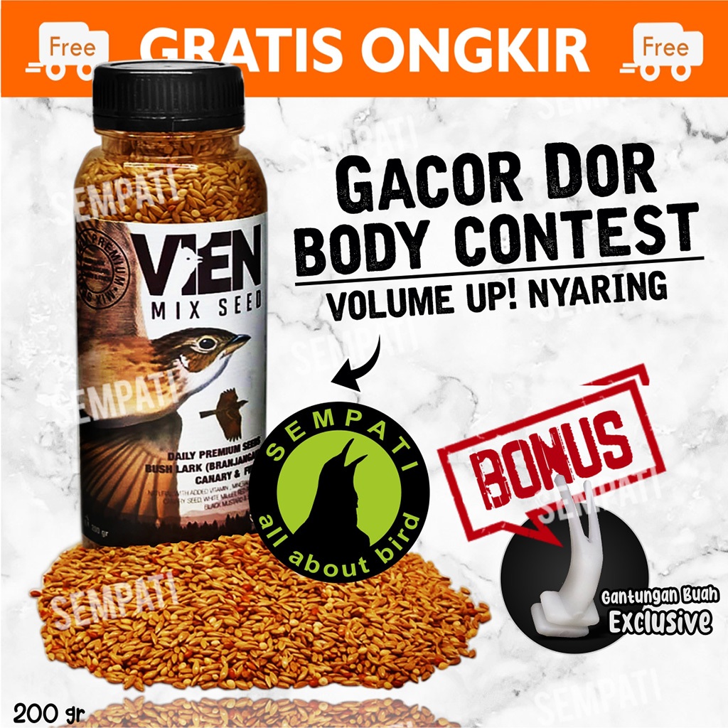 SEMPATI Pakan Vien Mix Seed Kemasan Botol Voer Pur Harian Lomba Burung Branjangan Kenari Finch Bush 