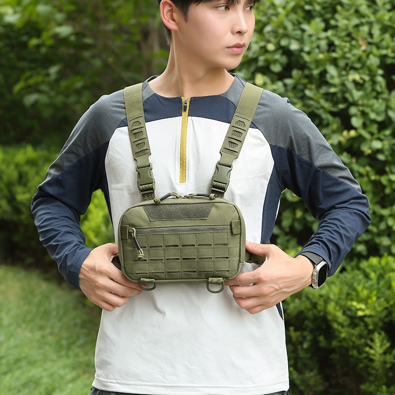 Tas Ransel Tactical Multifungsi, Tas Dada Selempang Anti Air untuk Camping Hiking Travel, Desain Rin