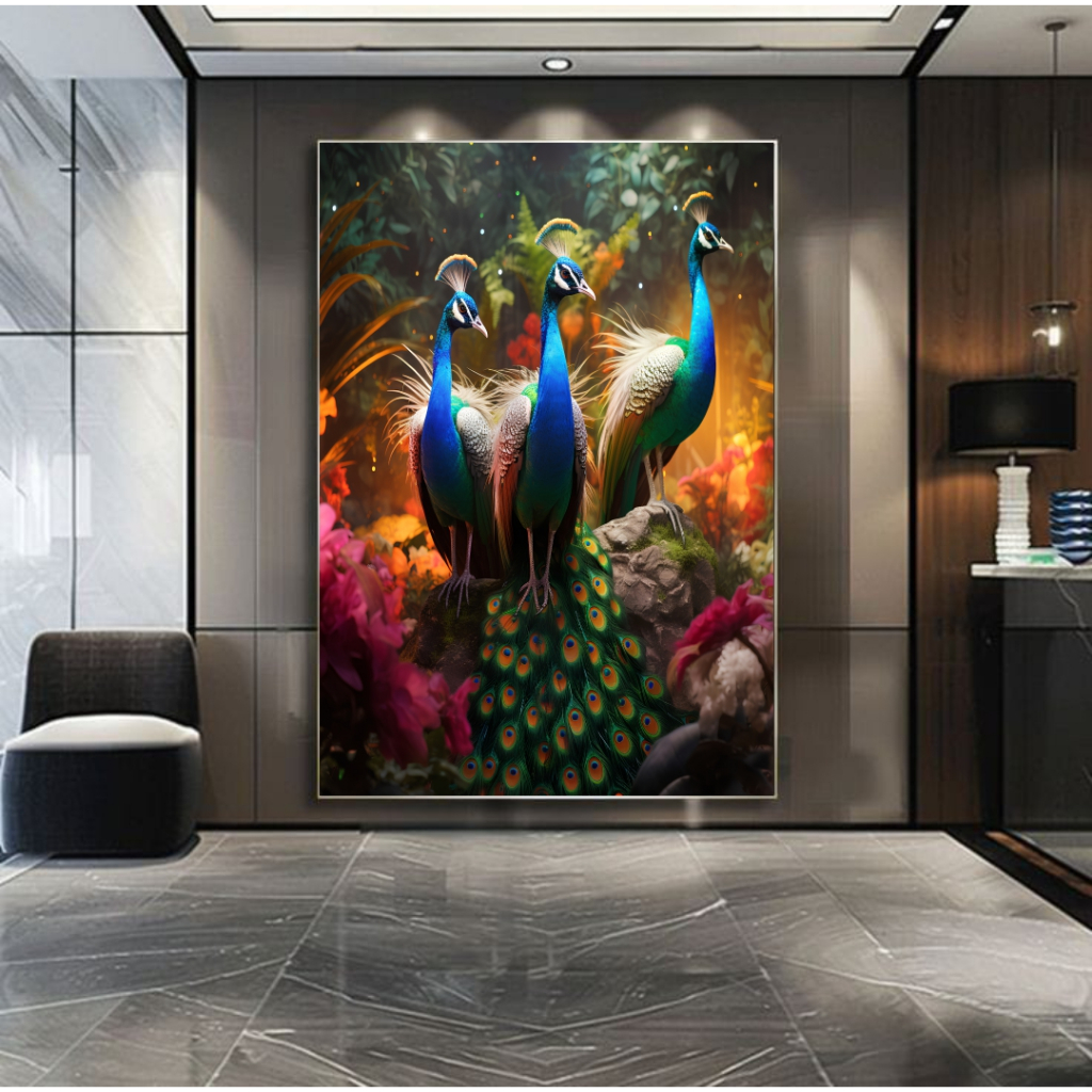 Wallpaper Stiker Burung Merak - Stiker Burung Merak Untuk Ruang Tamu - Stiker Burung Merak Viral