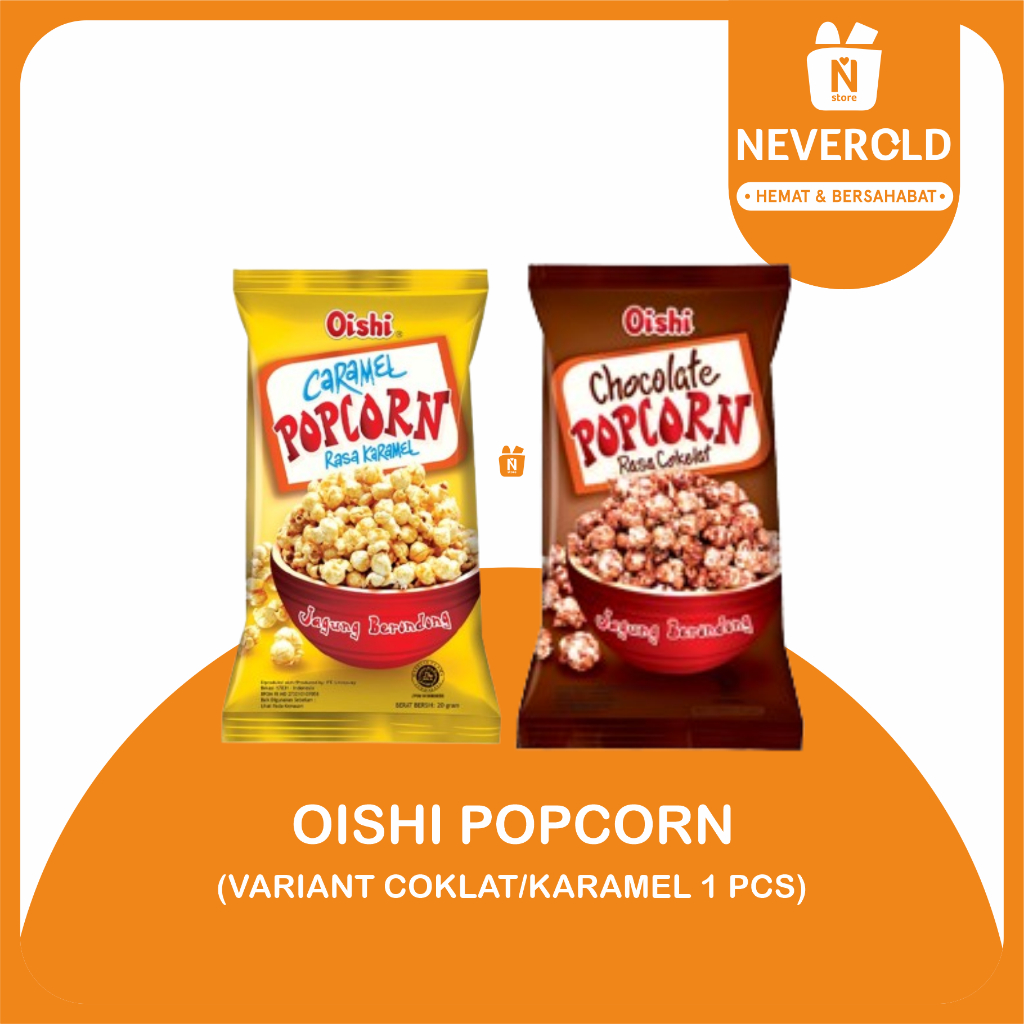 OISHI POPCORN CARAMEL/COKLAT @20GR